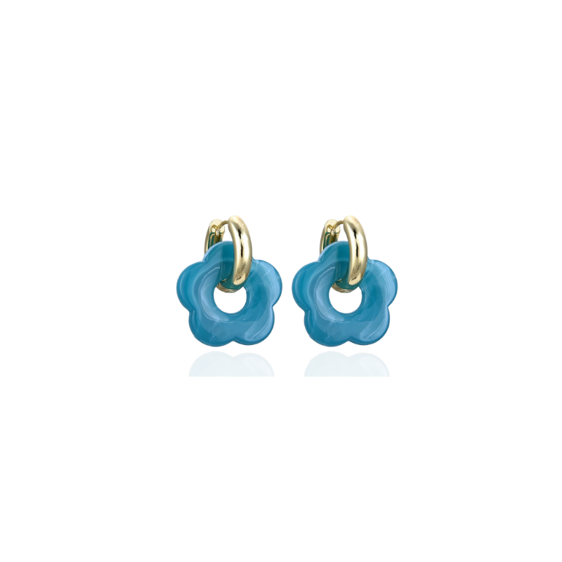Pendants d'oreilles en Forme de Fleur en Résine Acrylique