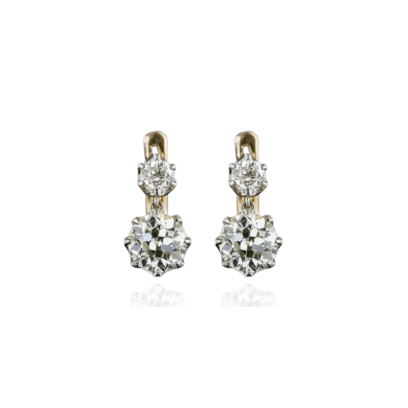 Boucles d'Oreilles Vintage en Or et Zircon
