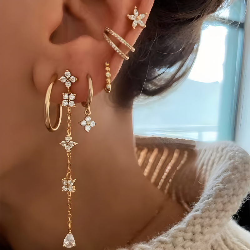 Set de Boucles d’Oreilles Dorées Étoiles Étincelantes