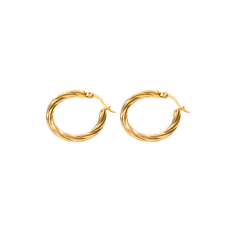 Boucles d'Oreilles Rondes Tordues en Hoops