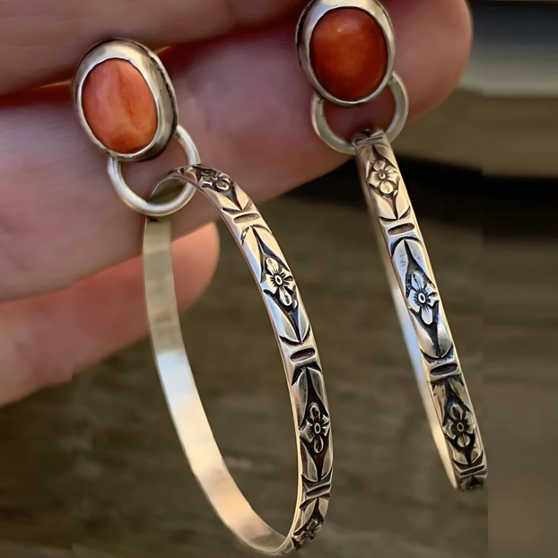 Boucles d'oreilles vintage en onyx Design en argent fait à la main