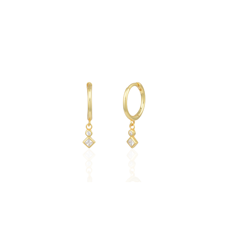 Créoles avec pendentif losange en zircon