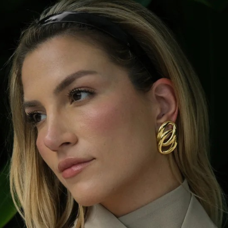 Boucles d'oreilles double ovale en plaqué or