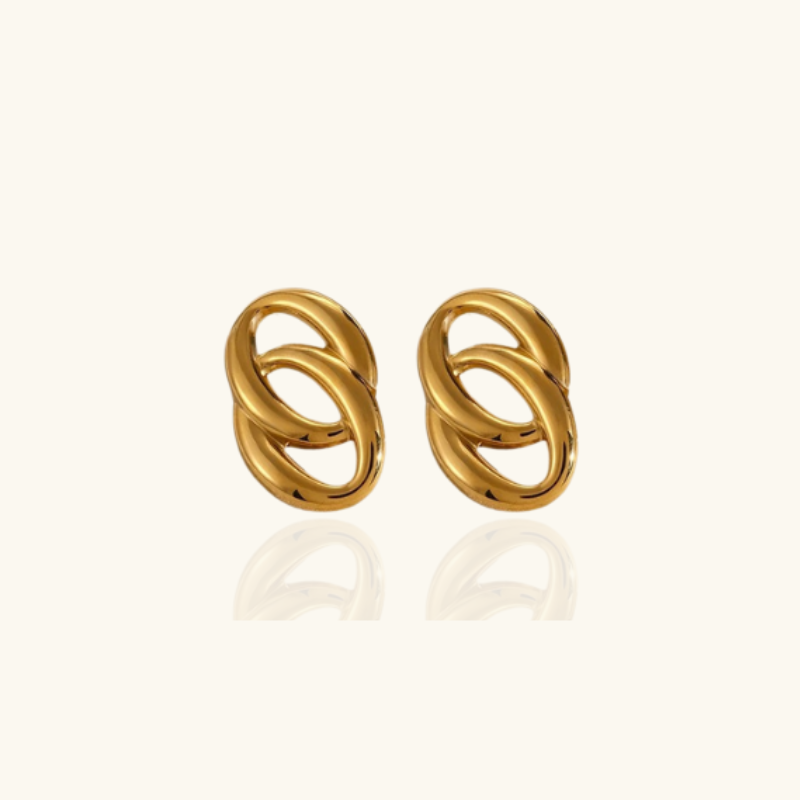 Boucles d'oreilles double ovale en plaqué or