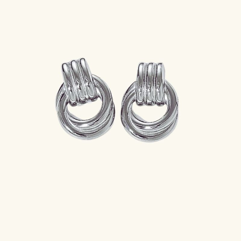 Boucles d'Oreilles Superposées en Or et Argent