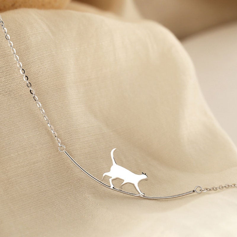Collier pendentif chat argent fin – Lila