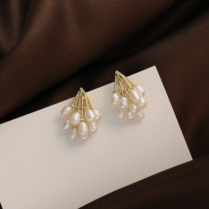 Boucles d’oreilles pendantes perles goutte or – Lila