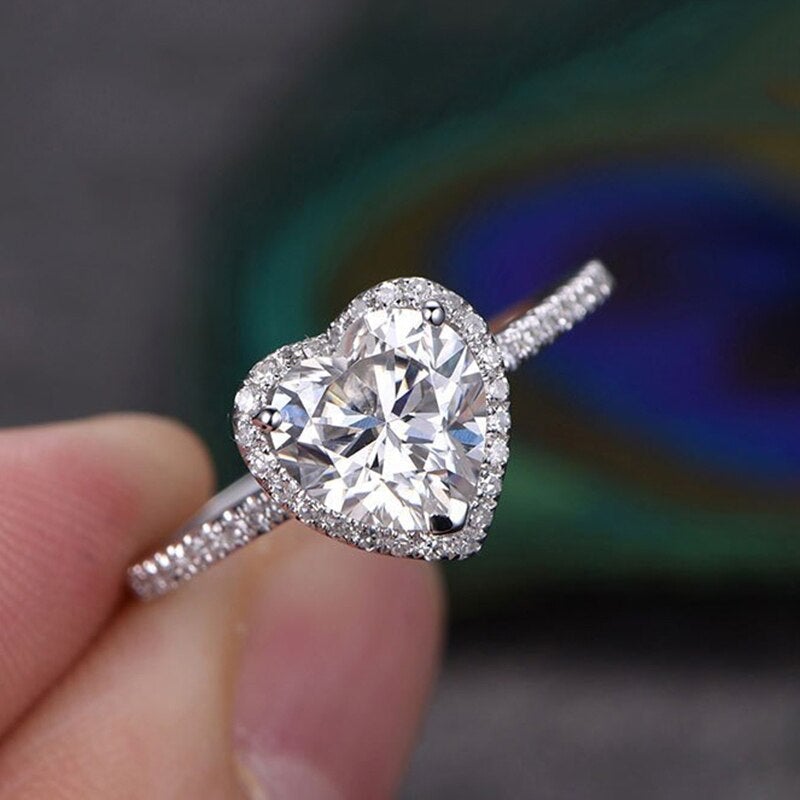 Bague cœur cristal zirconias plaqué or – Lila