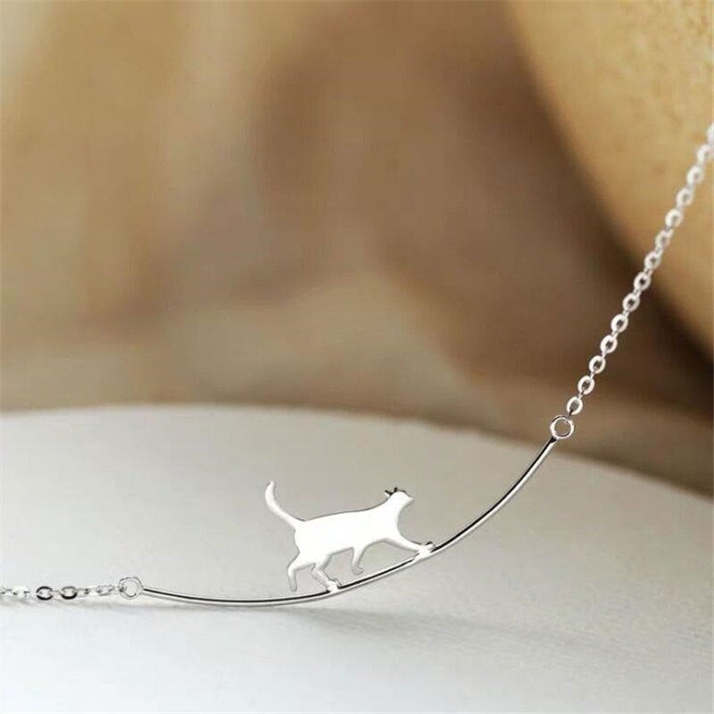 Collier pendentif chat argent fin – Lila