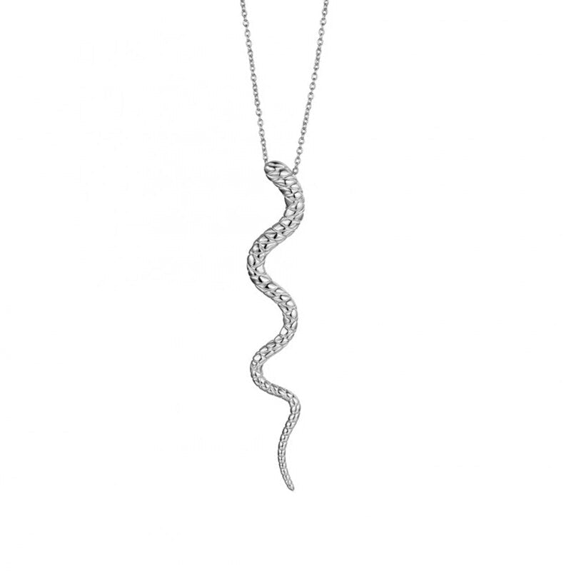 Collier pendentif serpent fin texturé or – Léo