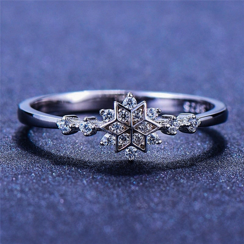 Bague flocon de neige argent et pierres claires – Lila