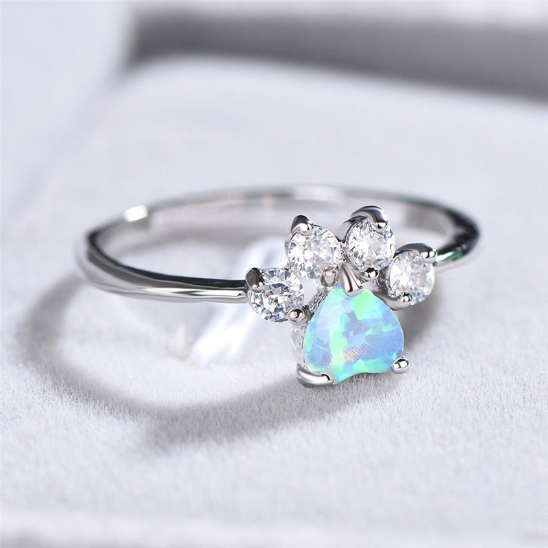 Bague goutte opale argent zircons – Léo