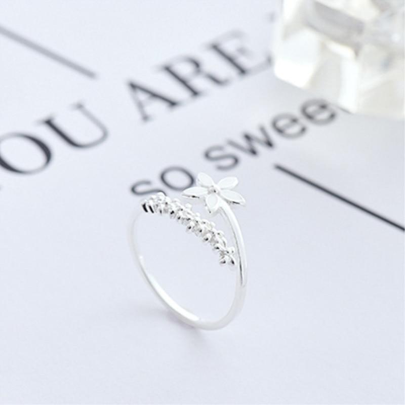 Bague ajustable argent émail fleur – Lila