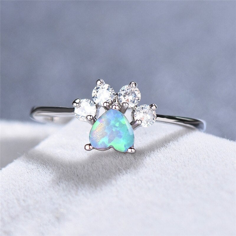 Bague goutte opale argent zircons – Léo