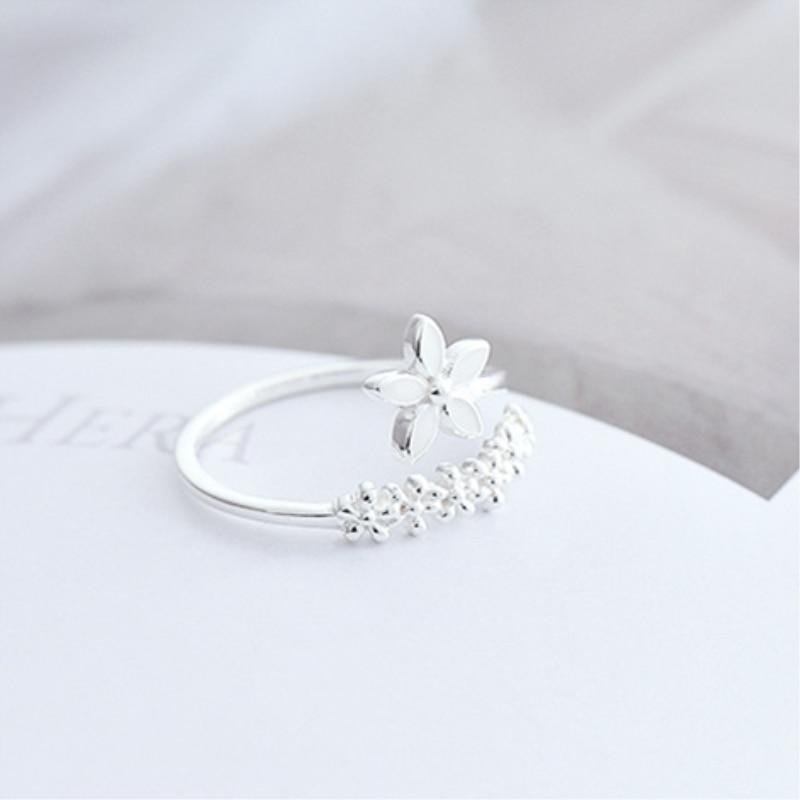 Bague ajustable argent émail fleur – Lila