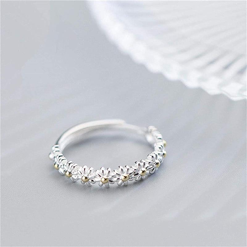 Bague ajustable argent émail marguerite – Léo