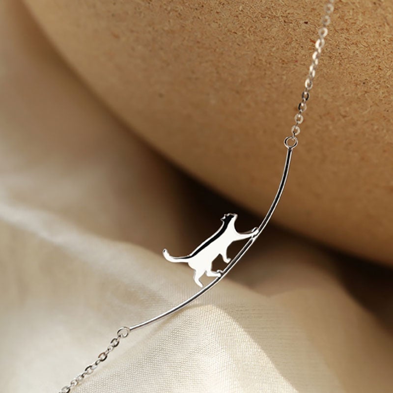 Collier pendentif chat argent fin – Lila