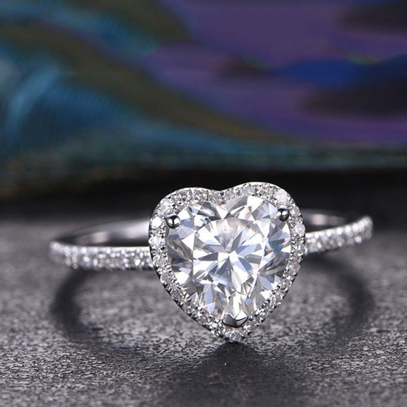 Bague cœur cristal zirconias plaqué or – Lila