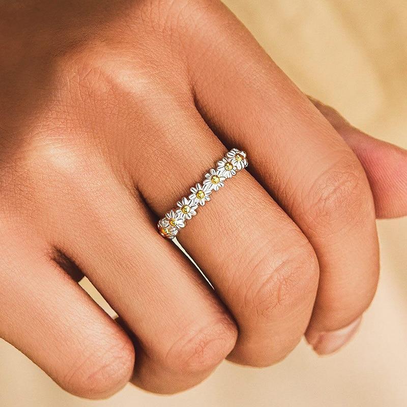 Bague ajustable argent émail marguerite – Léo