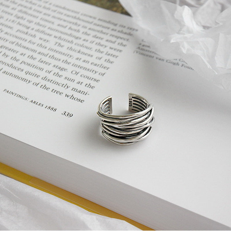 Bague superposée anneaux entrelacés argent – Léo