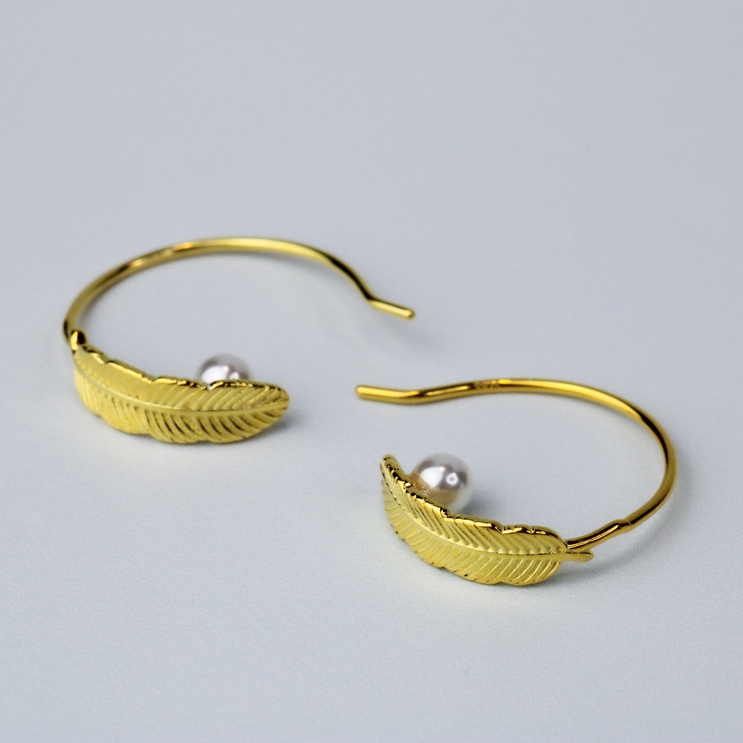 Boucles d'oreilles Perle avec Plume