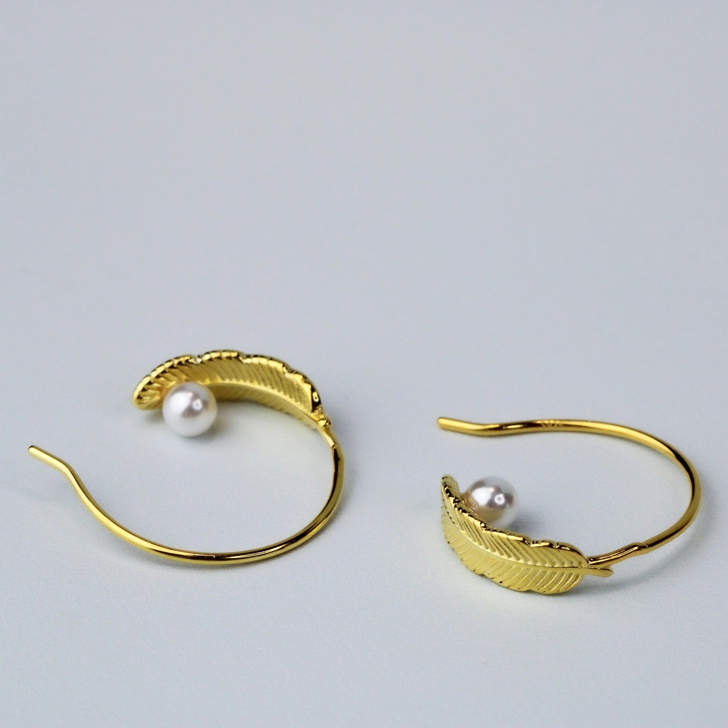 Boucles d'oreilles Perle avec Plume