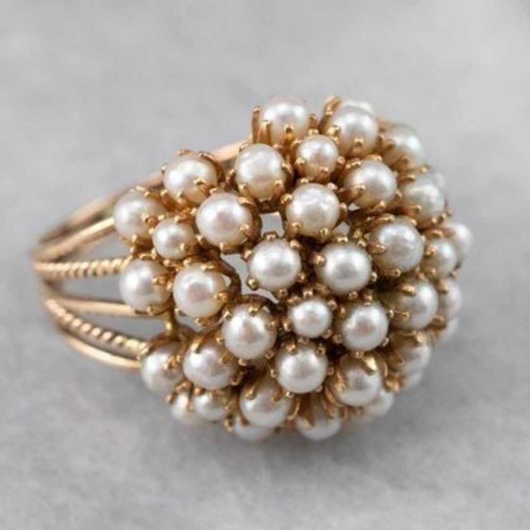 Bague Incrustée de Perles en Or