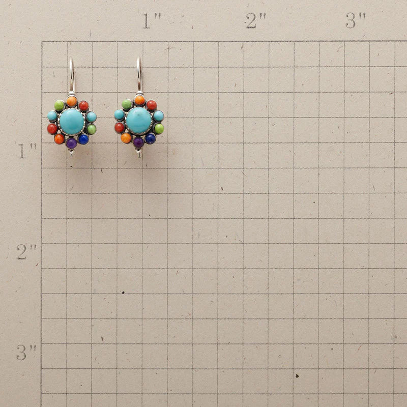Boucles d’oreilles rondes argent turquoise multicolore – Léo