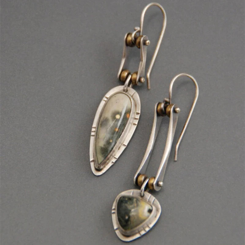 Boucles d’oreilles pendantes argent motif mécanique – Léo