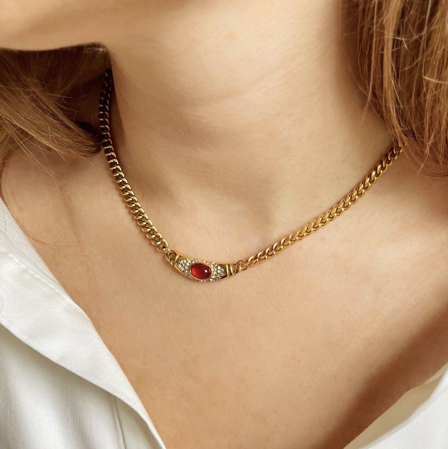 Collier pendentif rond texturé Plaqué or – Léa