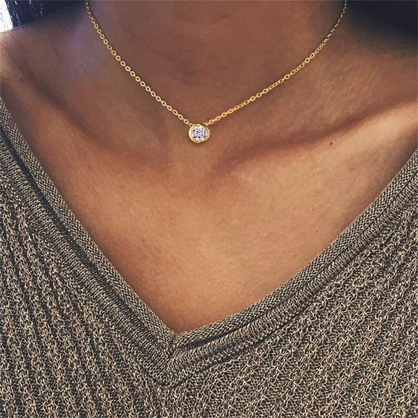 Collier Pierre de Naissance Doré