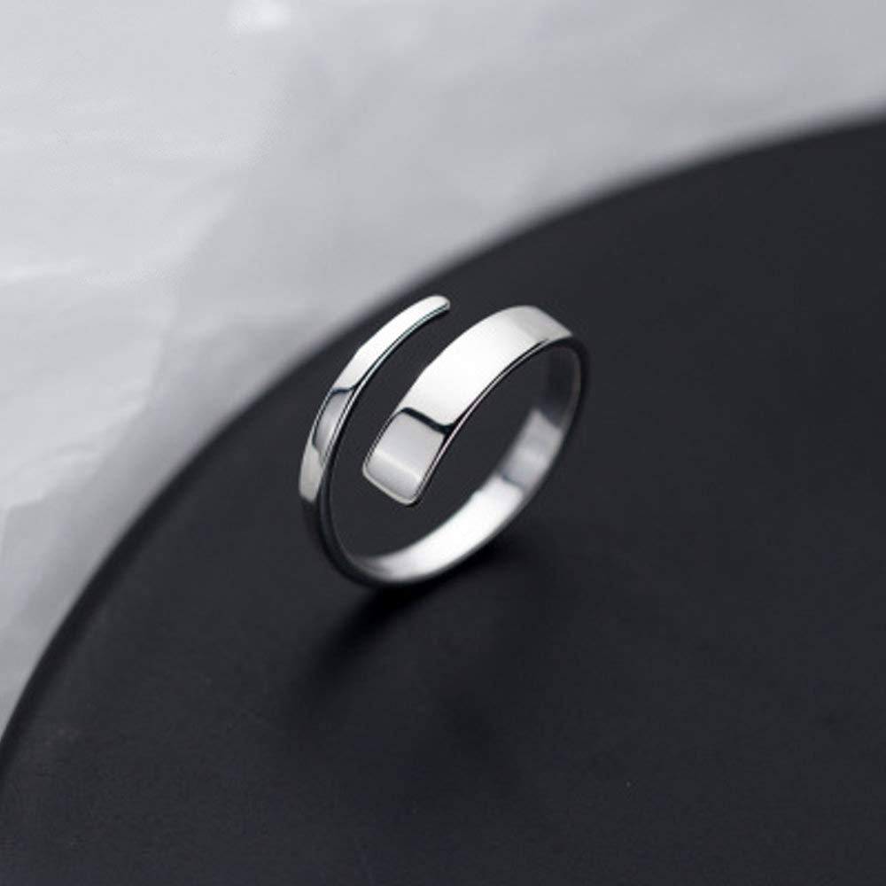 Bague ouverte minimaliste lisse argent – Léo