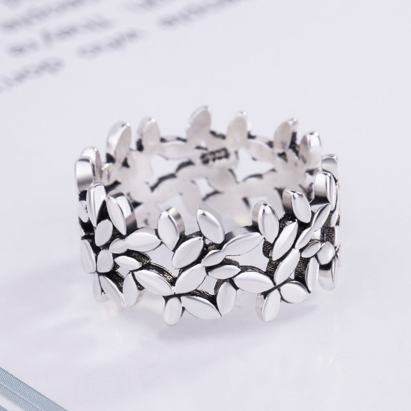 Bague ajustable feuilles entrelacées argent – Lise
