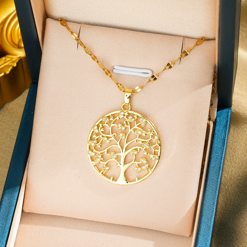 Collier pendentif arbre ajouré or brillant – Lila