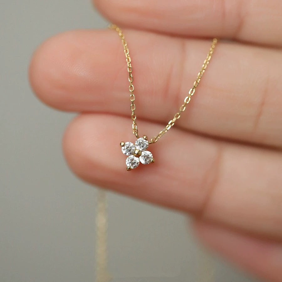 Collier pendentif fleur cristal Or – Léa