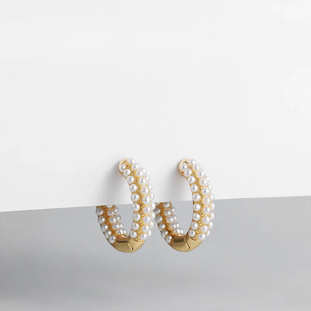 Créoles perles blanches plaqué or – Léa