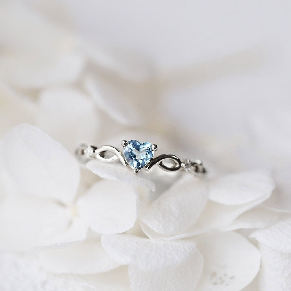 Bague cœur zircon rose or volute – Lise