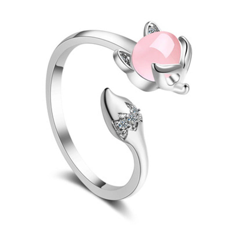 Bague renard ajustable or rose pierre rose – Léo