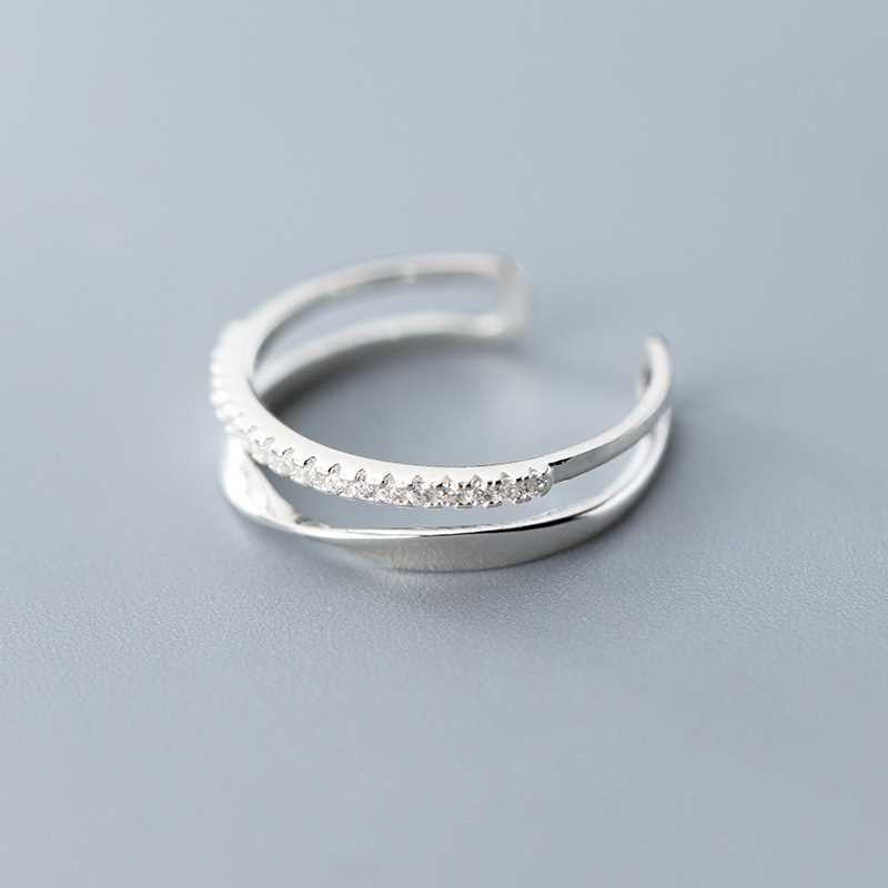 Bague ajustable argent lignes lisse et pierres – Lila