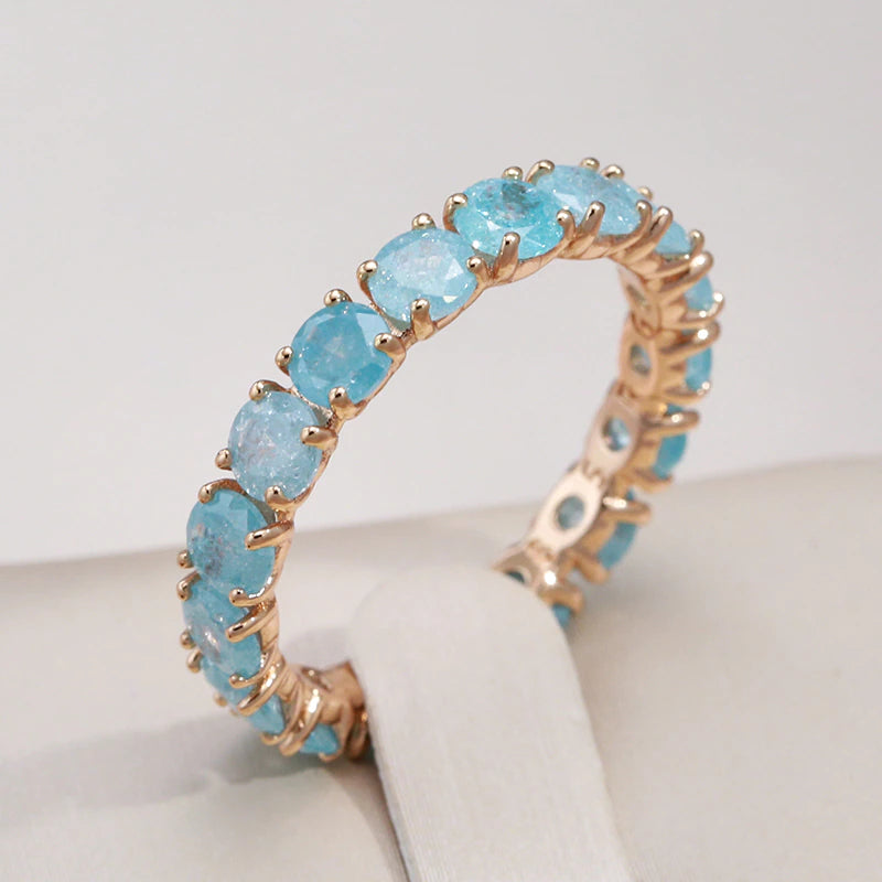 Bague ronde pierres bleues or – Léo
