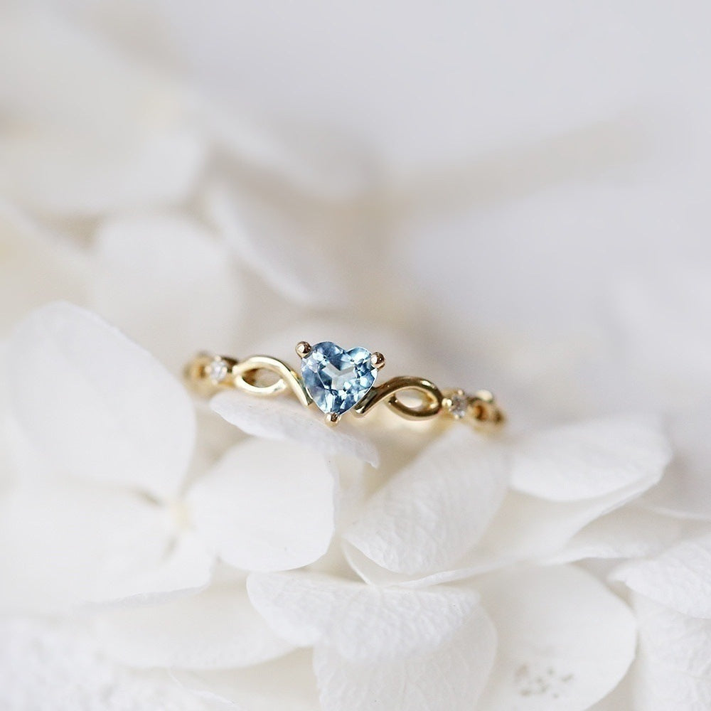 Bague cœur zircon rose or volute – Lise
