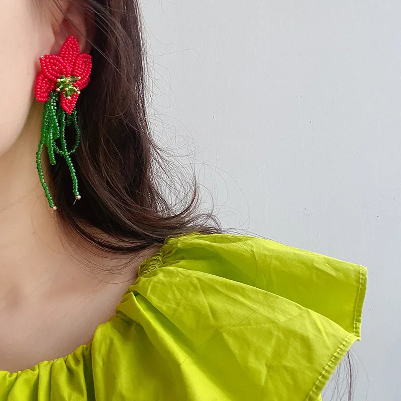 Boucles d'oreilles perles florales