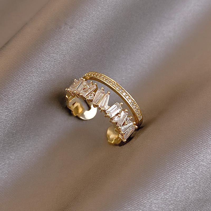Bague couronne ajustable or zircon baguette – Léo