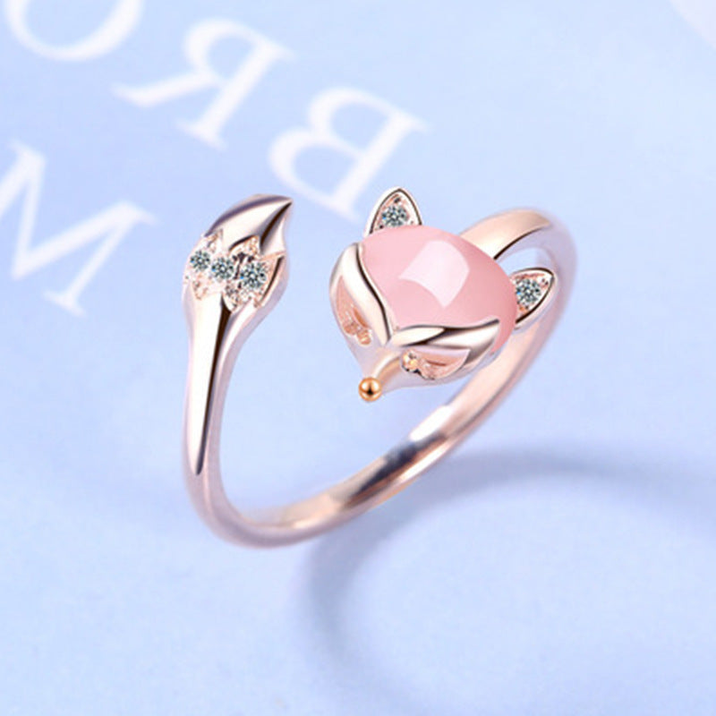 Bague renard ajustable or rose pierre rose – Léo