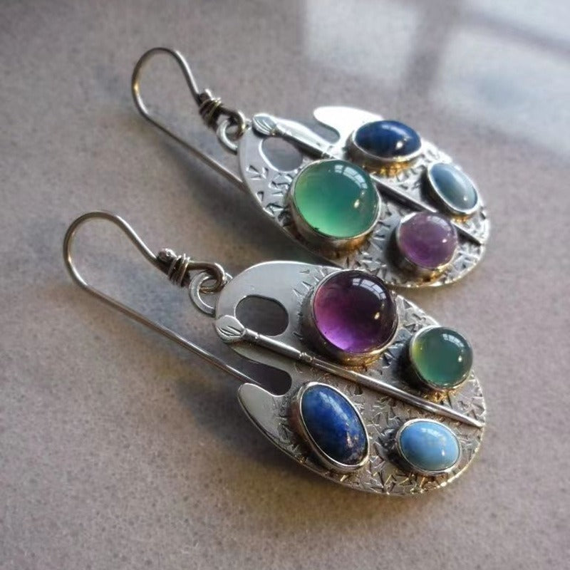 Boucles d’oreilles pendantes argent pierres multicolores – Léa