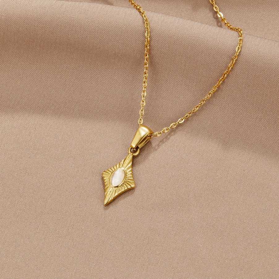 Collier pendentif losange or opale – Lila