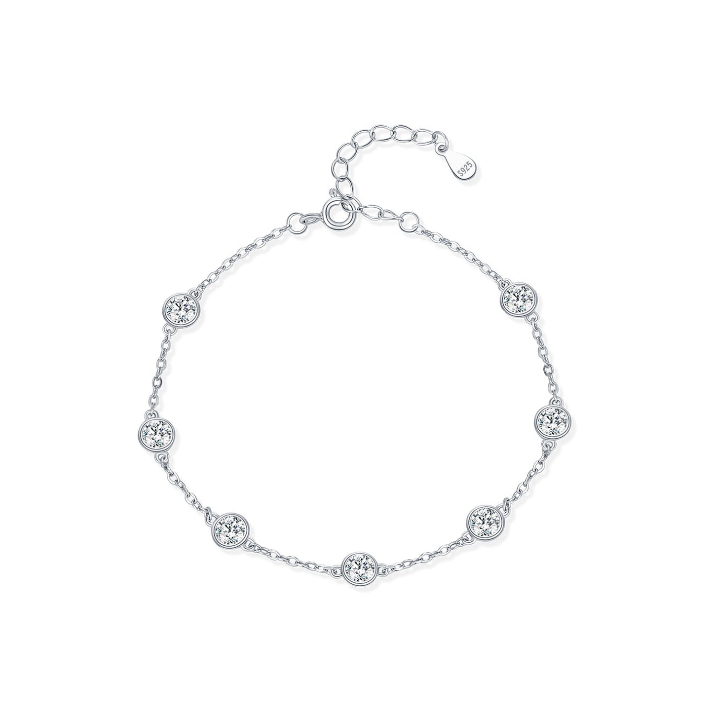 Bracelet argent pierres transparentes – Lise