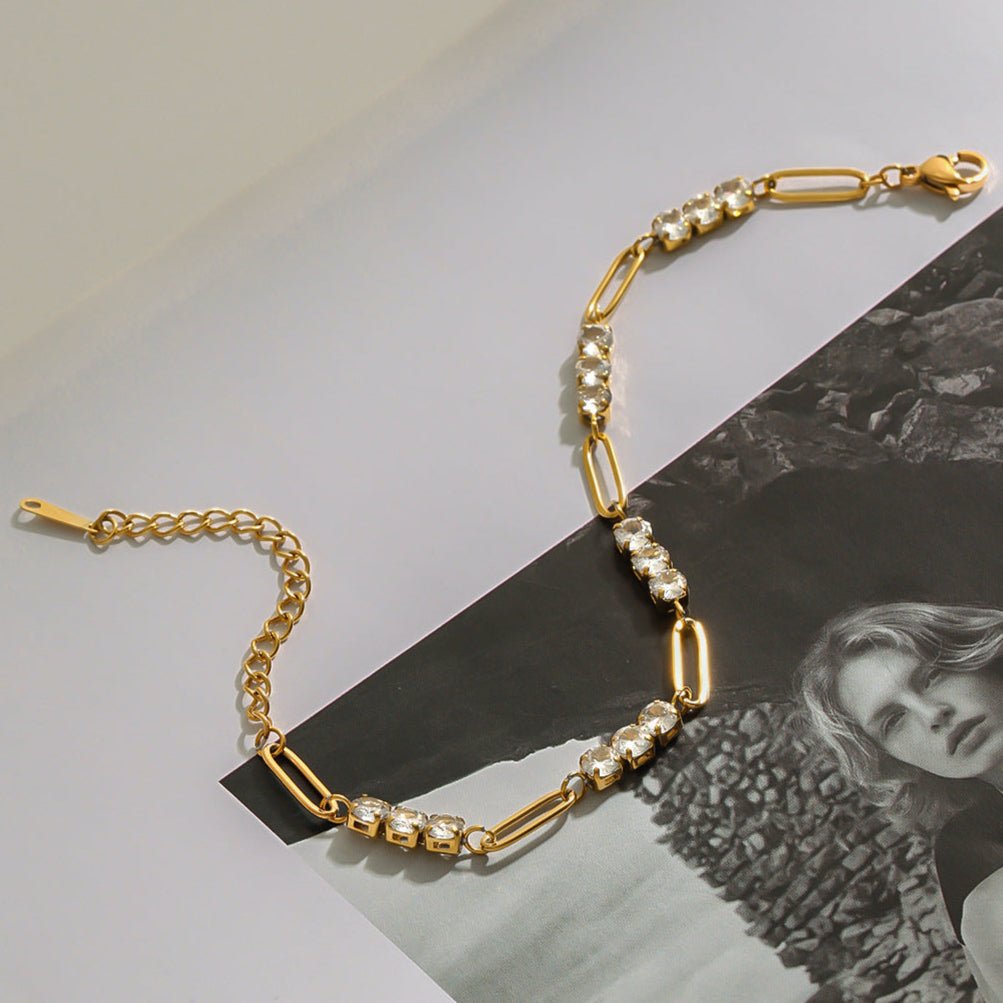 Bracelet chaîne dorée cristaux or – Léo
