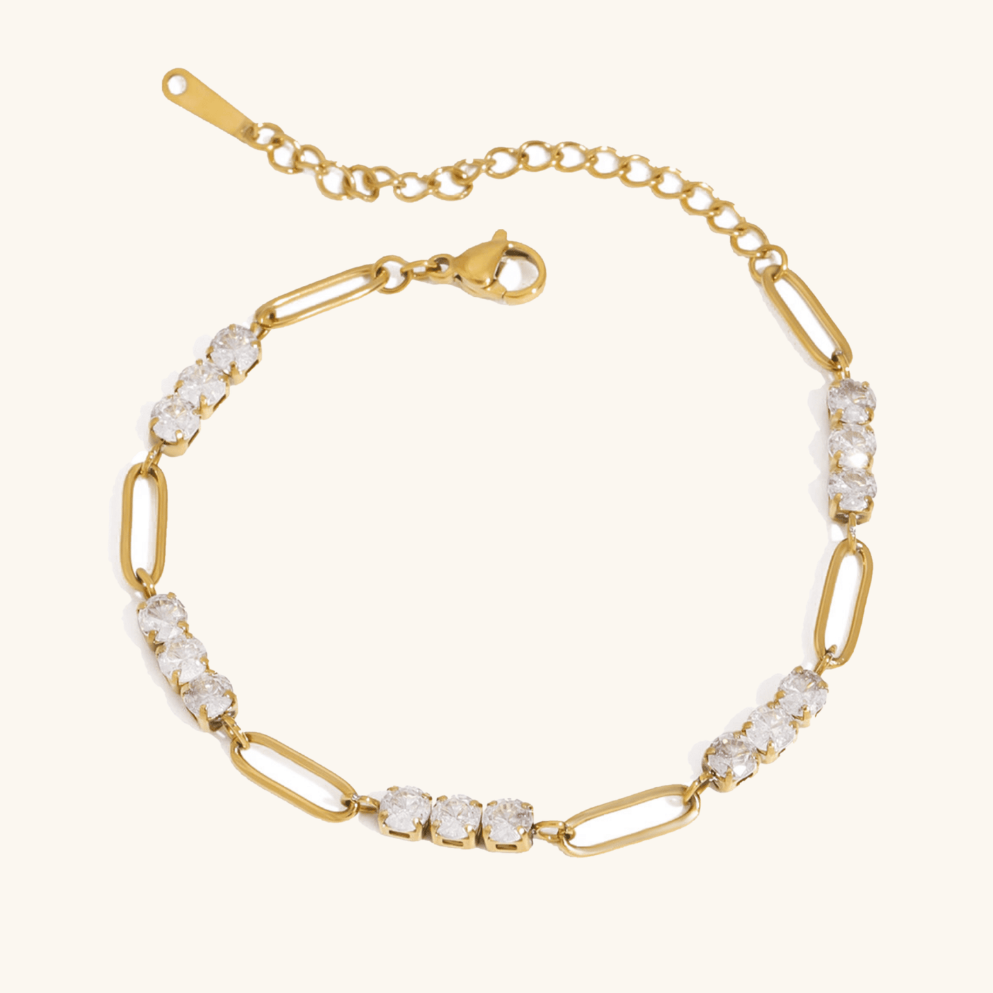Bracelet chaîne dorée cristaux or – Léo
