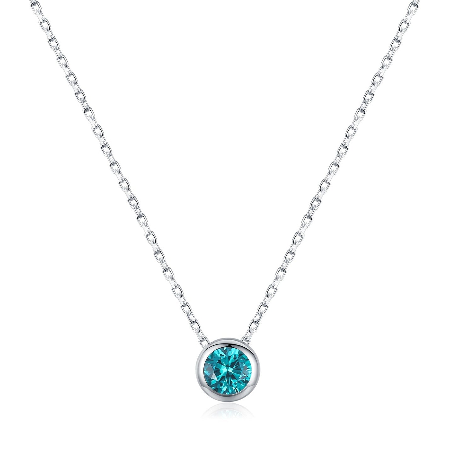 Collier pendentif argent pierre ronde bleue – Amira